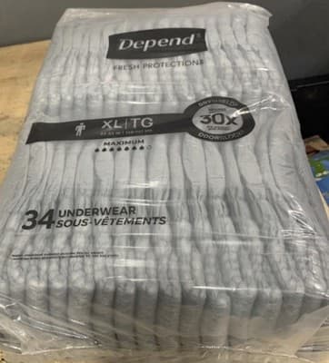 Depend Fresh Protection Men's Size XL 34 Count Dryshield Underwear Gray - Image 1