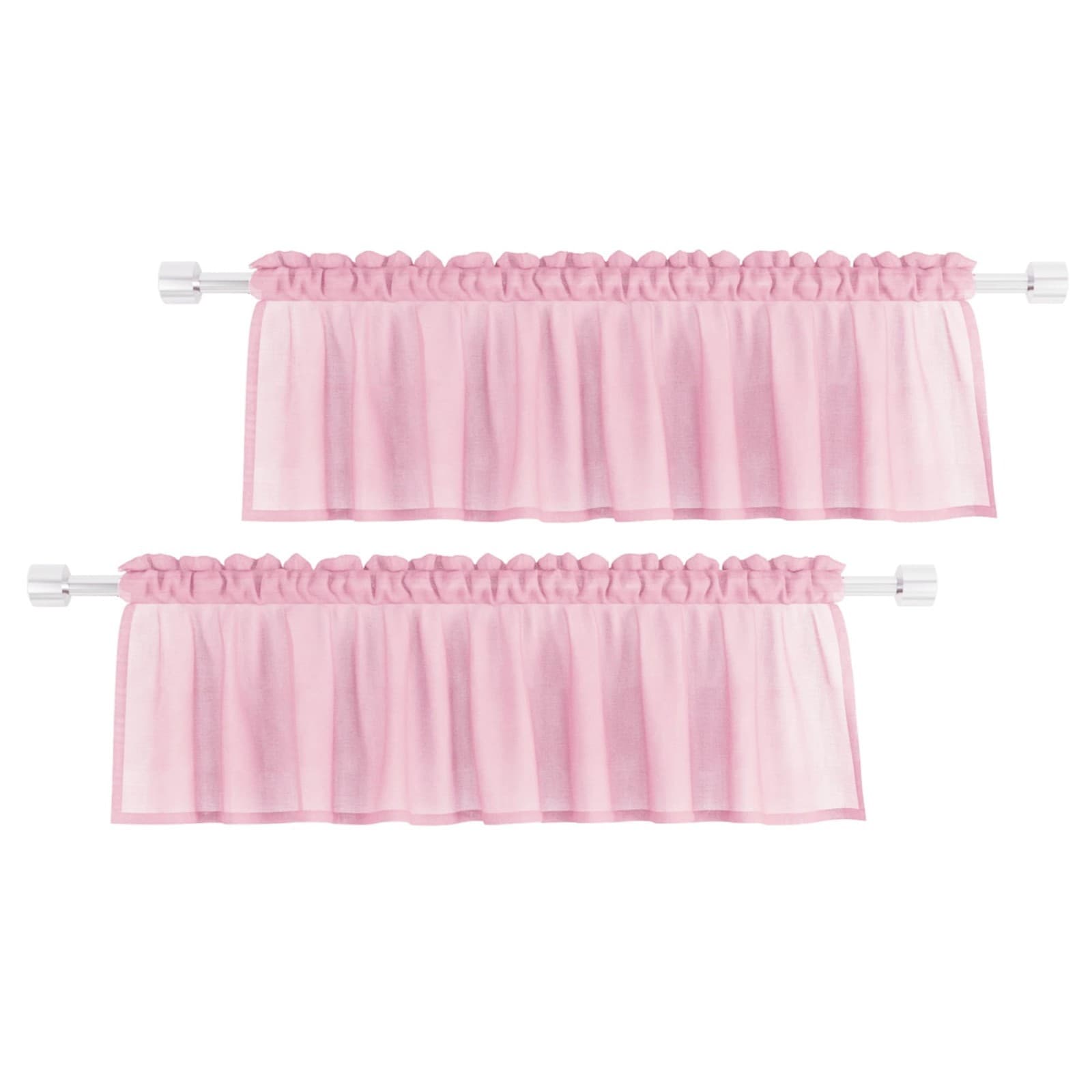 UPOPO Pink Valance 15 inches Long Sheer Curtain Valance Living Room Bedroom Kitc - Image 1