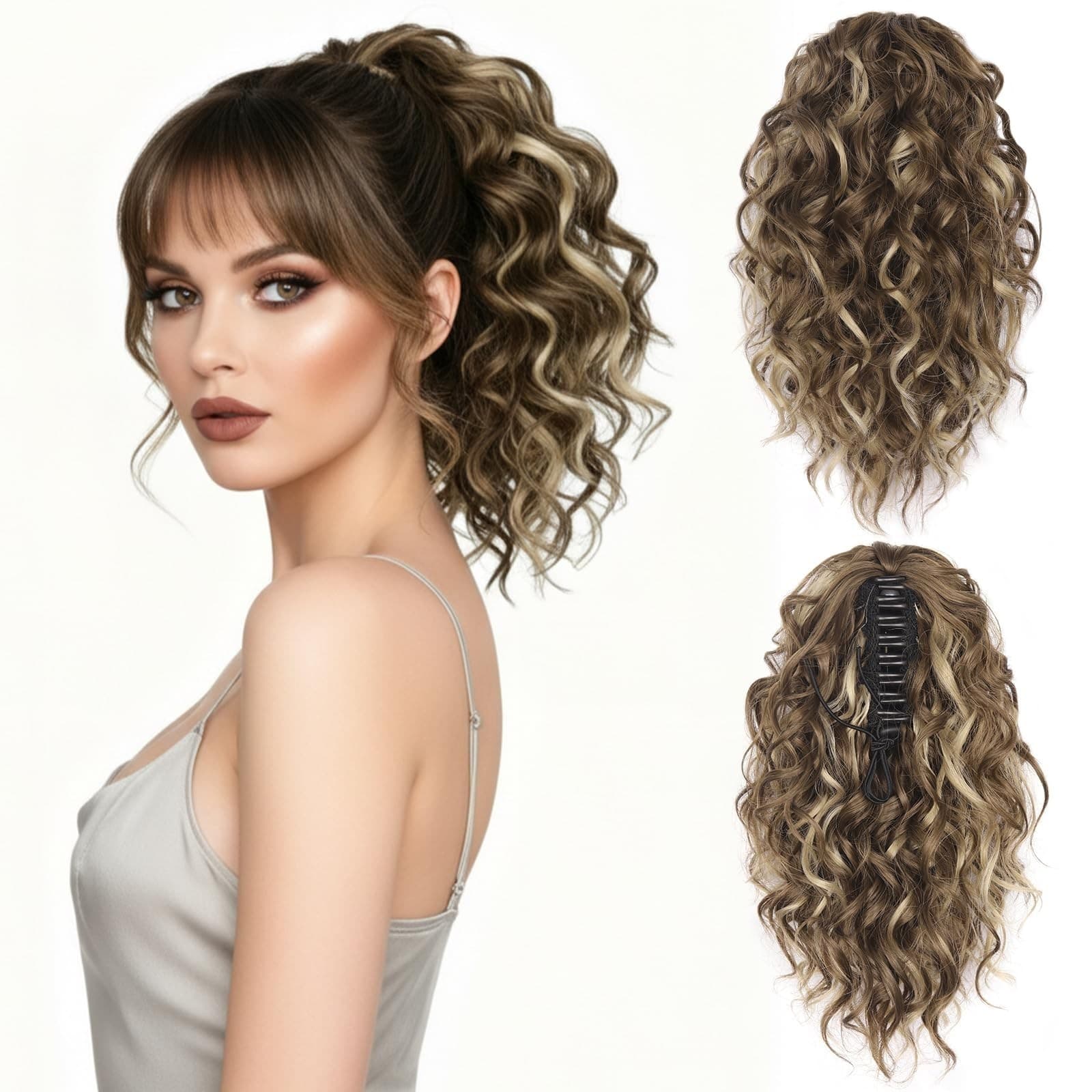 12 Inch Ponytail Extension - Soft Curly Pony Tails Hair Extensions, Claw Clip Po - Image 1