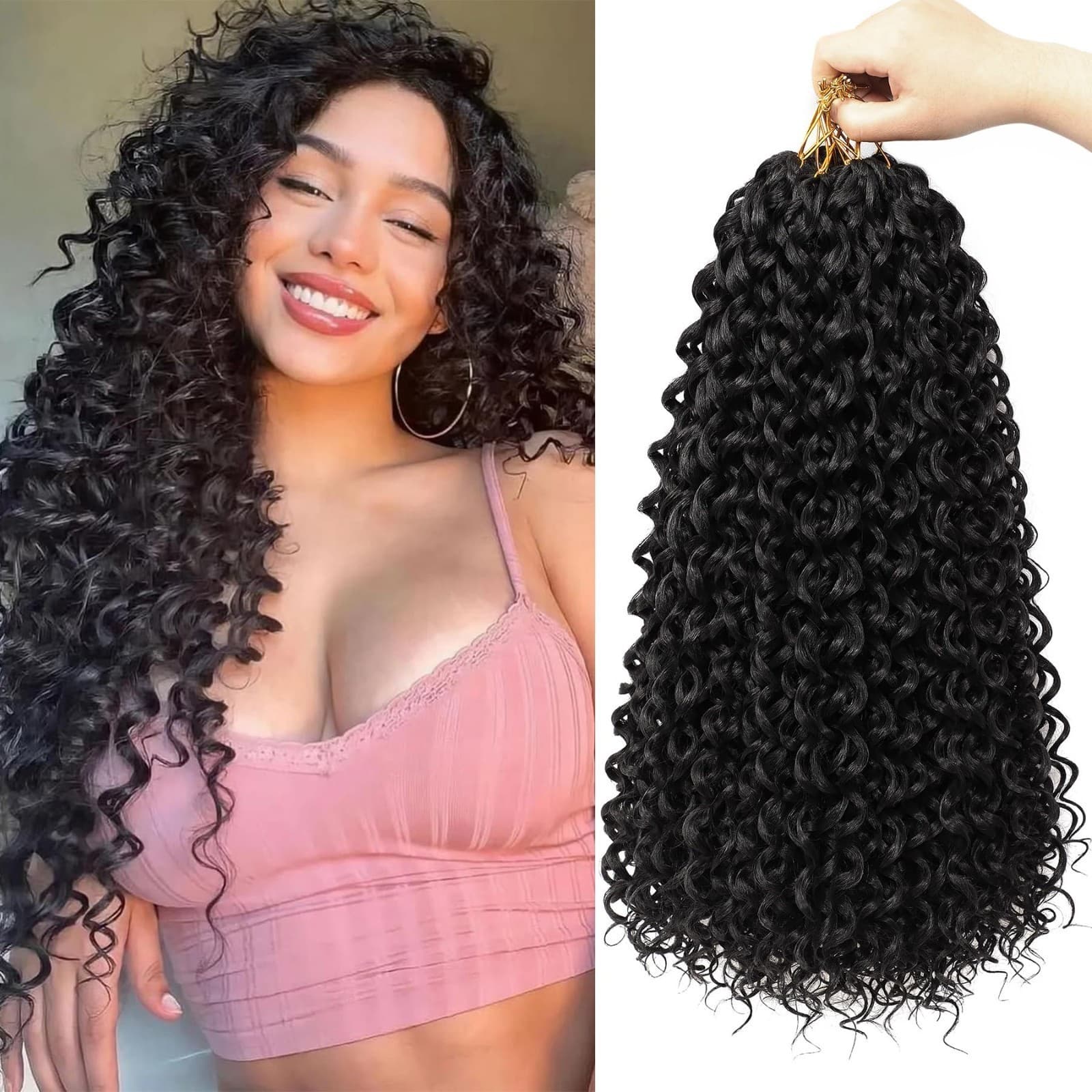 8 Packs Curly Crochet Hair 18 Inch GOGO Curl Crochet Hair for Black Women Long D - Image 1