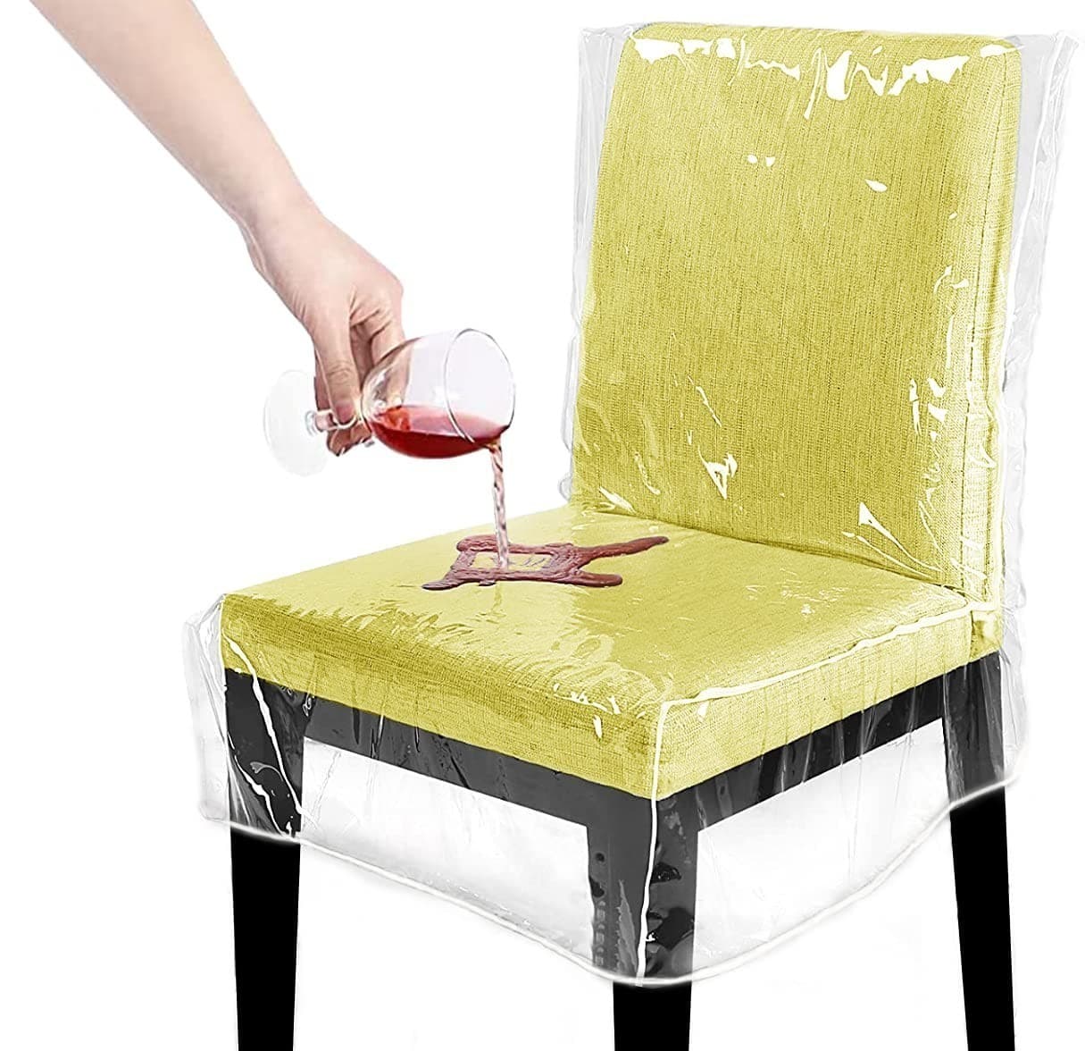 Pack Plastic Dining Room Chair Covers, Water Proof Clear Chairs Cover for 6 - Image 1