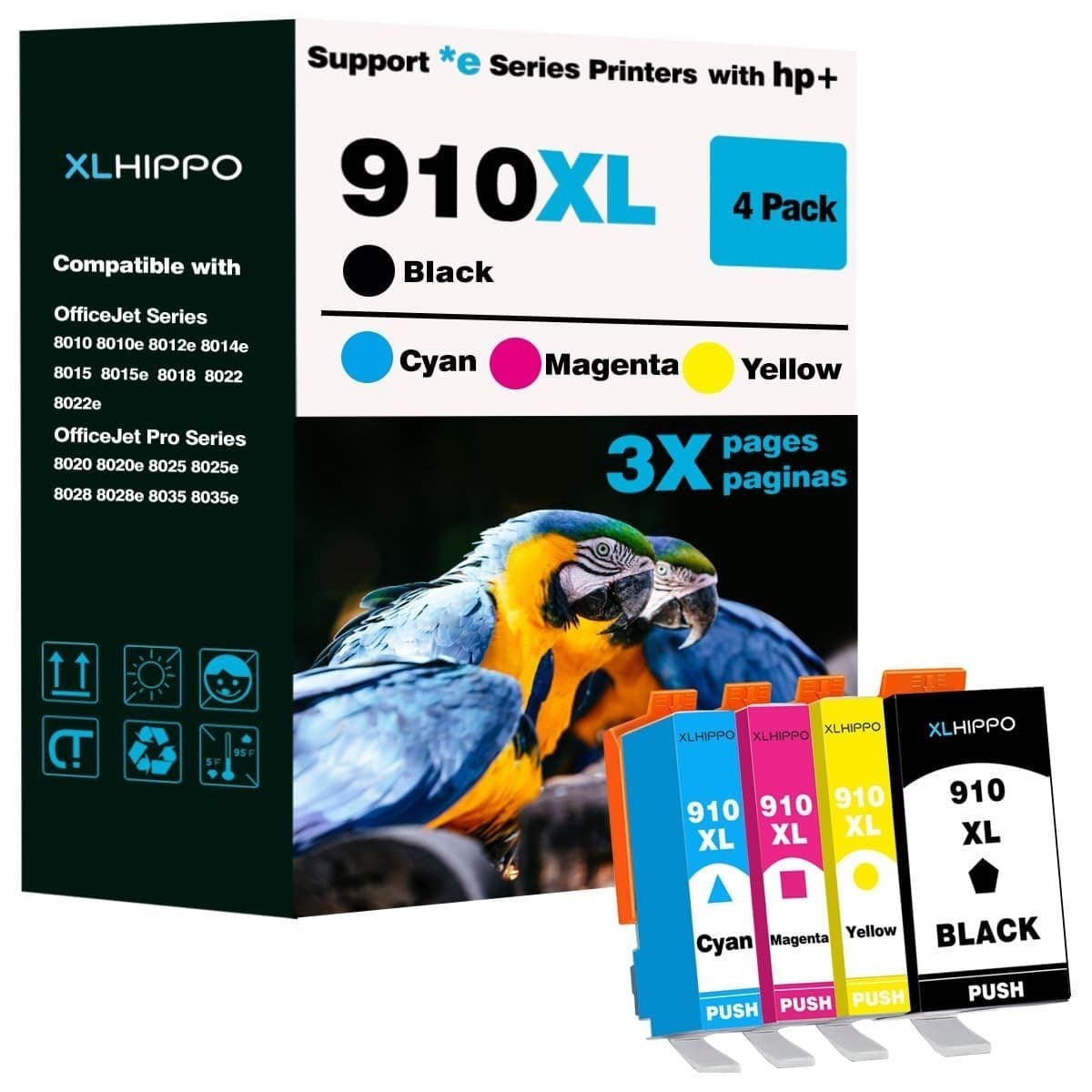 910XL Ink Cartridges for HP Printers 8015e 8025e 8010 8020 Series Replacement fo - Image 1