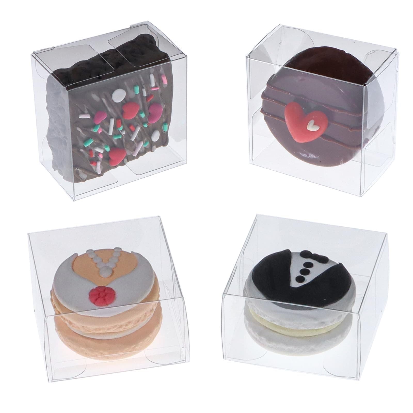 RomanticBaking 150 Pack 2.17x2.17x1.38 Inches Single Macaron Boxes Brownie Boxes - Image 1