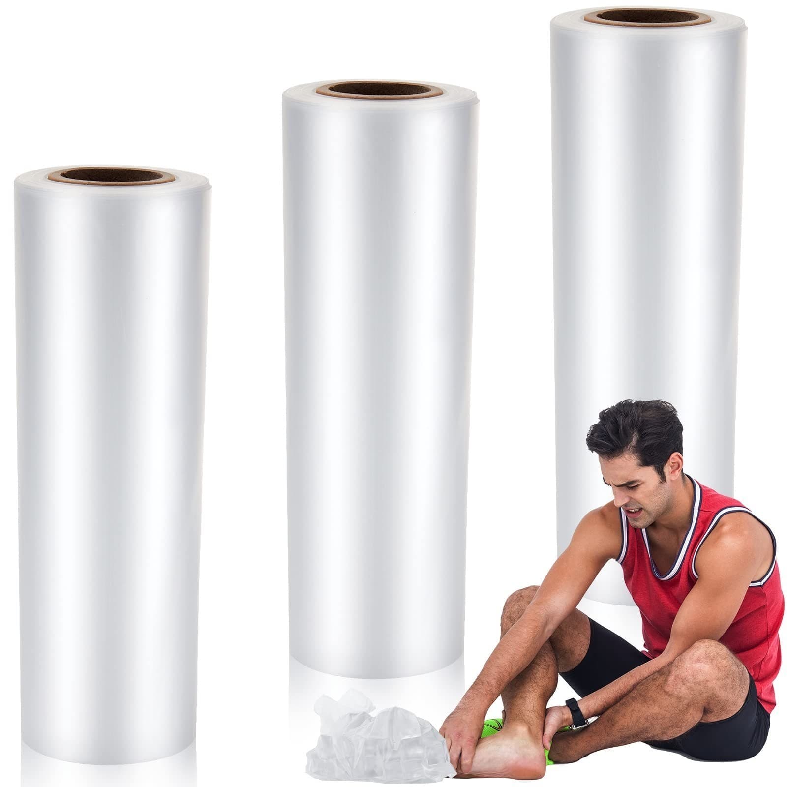 Preboun 3 Rolls Small Ice Bags Disposable 9 x 7 Inch Storage Packs Easy to Tie I - Image 1