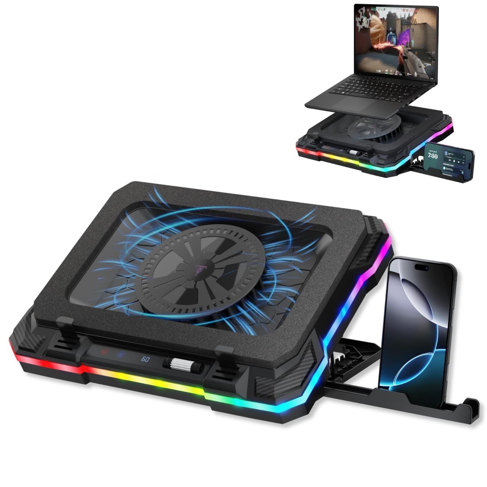 Tilted Nation Gaming Laptop Cooling Pad with USB Hub - Boost Performance, Stay C - Image 1
