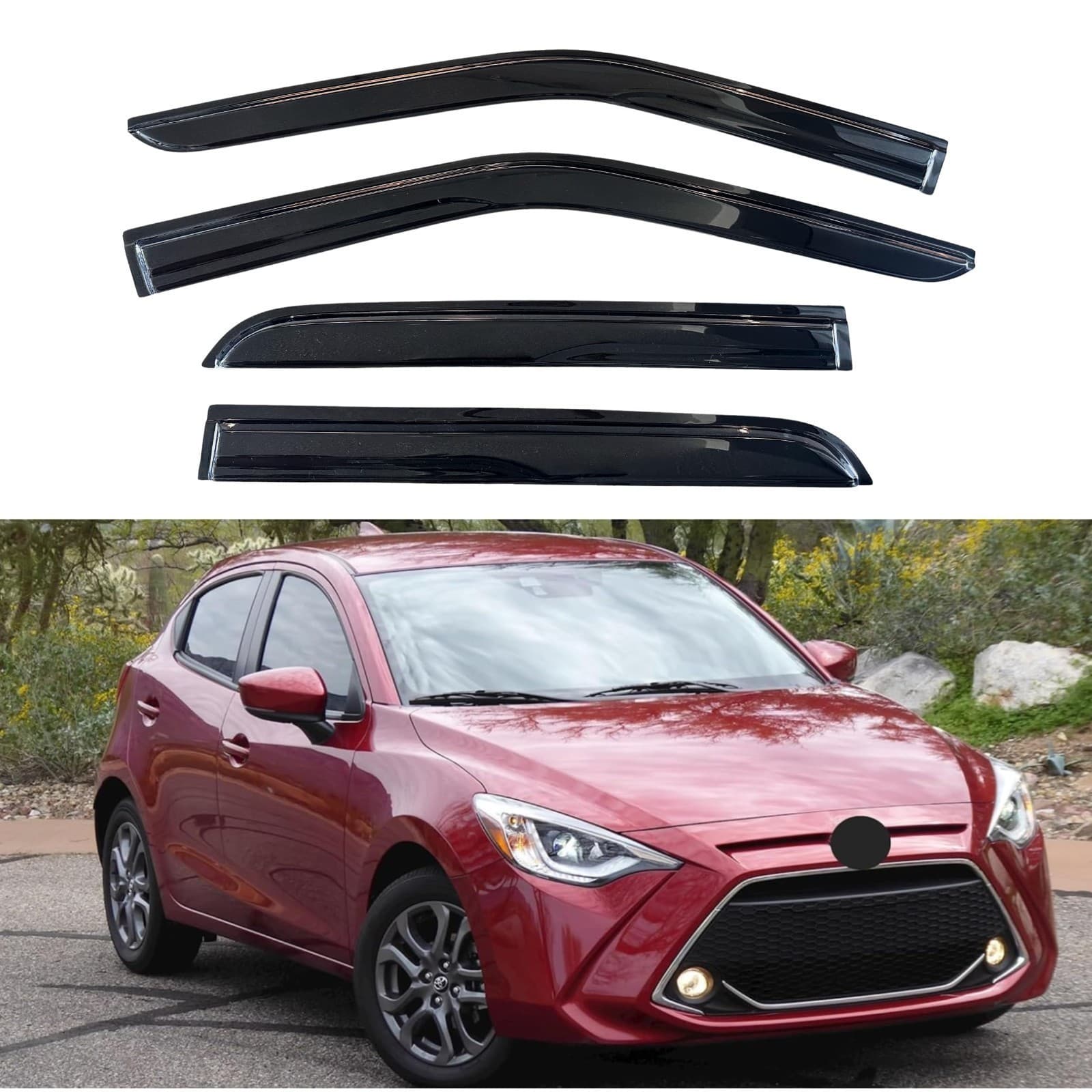 KPY Window Visor Compatible with Toyota Yaris iA & Scion iA Hatchback 2016-2020, - Image 1