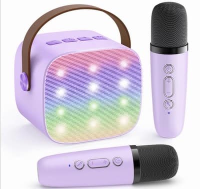 YLL Karaoke Machine for Kids, Portable Mini Speaker with 2 Wireless Microphone - Image 1