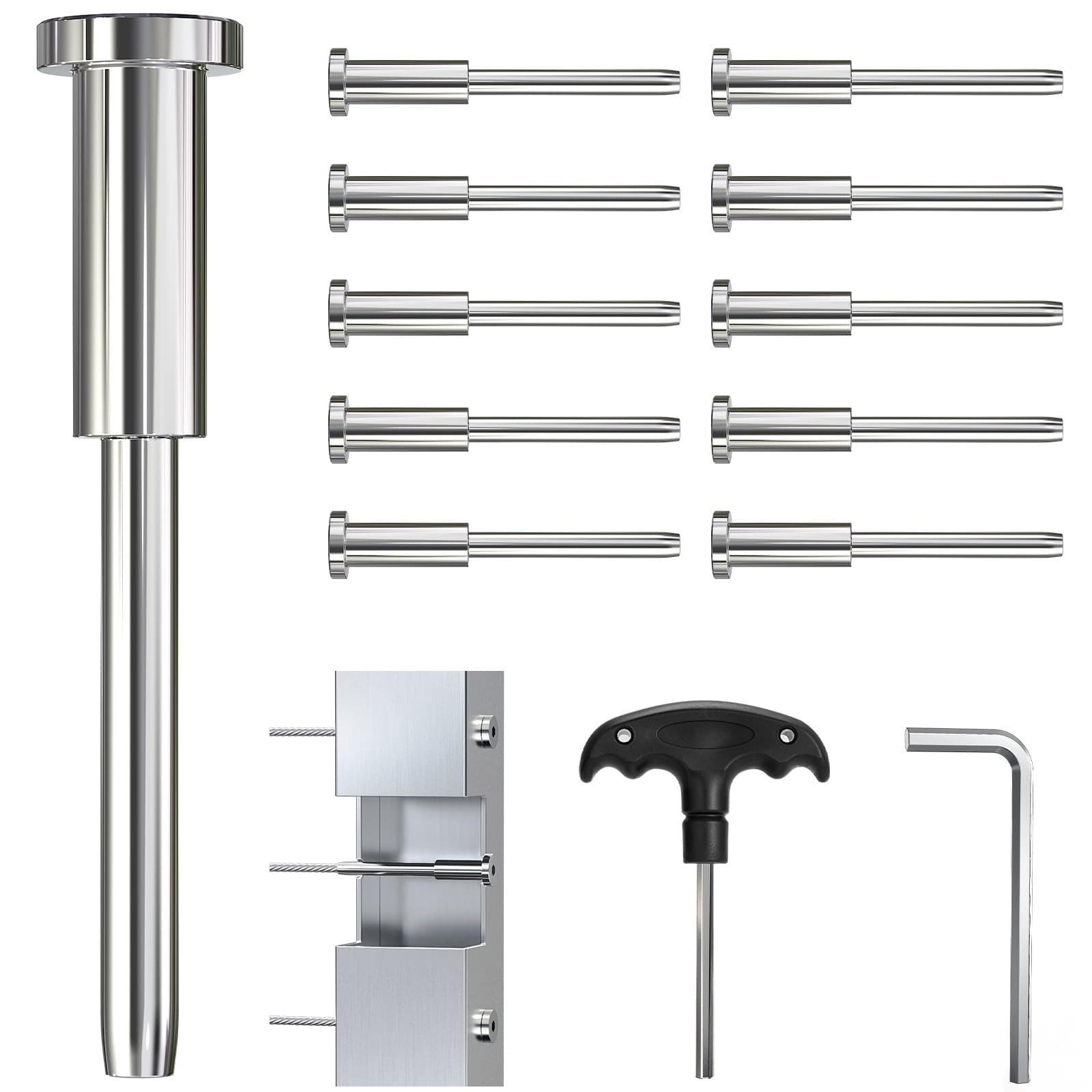 40 Pack Invisible Cable Railing Kit for 1/8" Wire, Marine Grade T316 Stainless S - Image 1