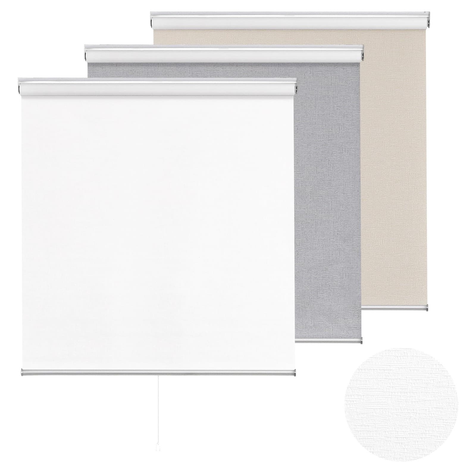 ChrisDowa Cordless 100% Blackout Roller Shade, with Striped Jacquard, Thermal In - Image 1