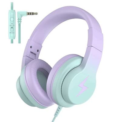 Candy Bila Kids Headphones, Wired Headphones for Kids Over Ear with Microphon... - Image 1
