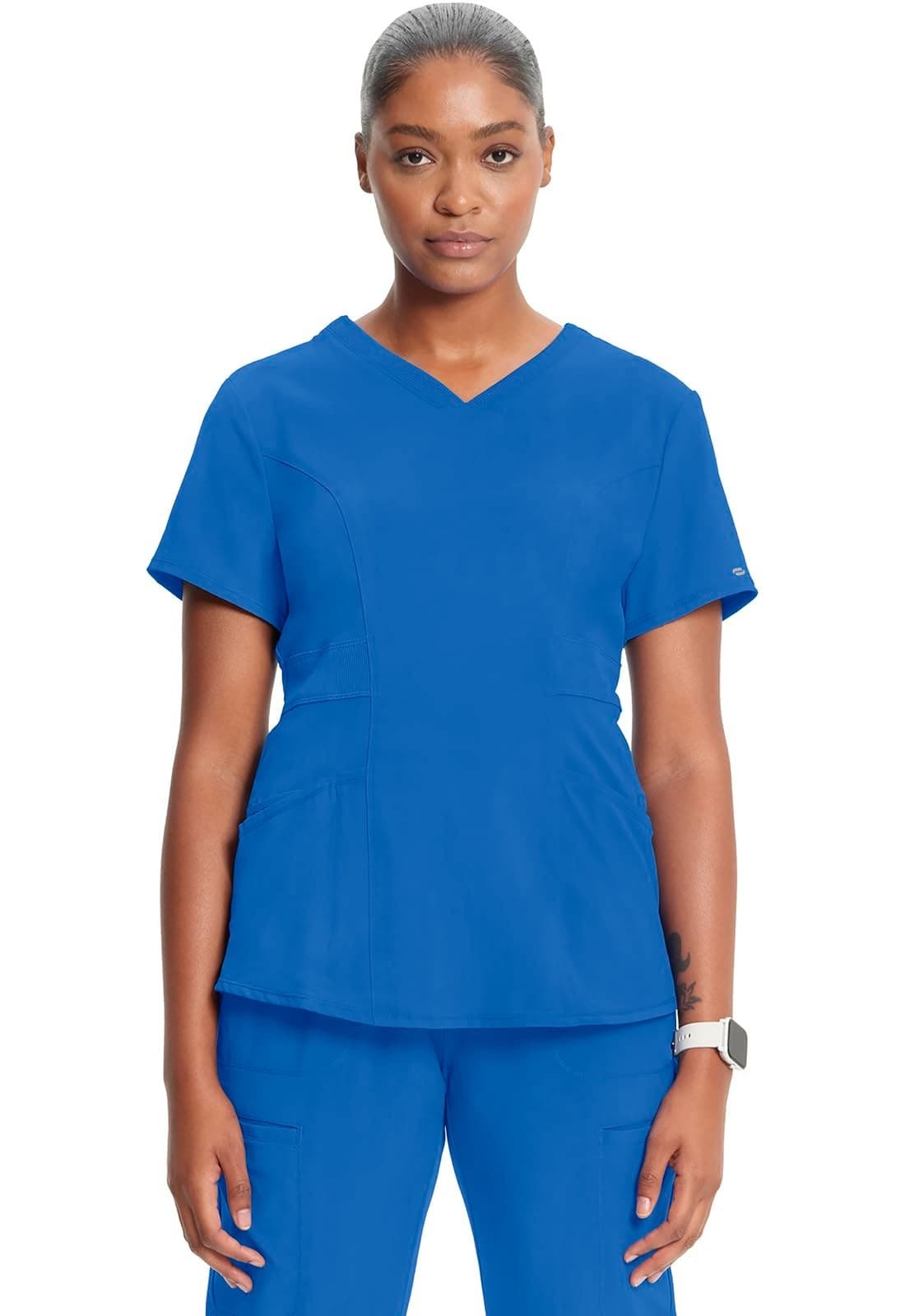 Cherokee Infinity CK623A V-Neck Scrub Top XXS Royal 3 Pocket Stretch