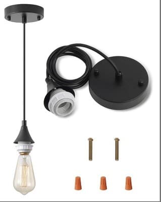 Vintage Black Pendant Light Kit, Edison Retro Pendant,E26 Lamp Socket DIY Pen... - Image 1
