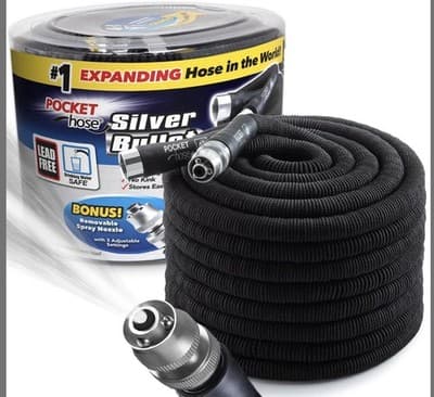 Pocket Hose Silver Bullet 100 Ft Turbo Shot Nozzle Multiple Spray Patterns