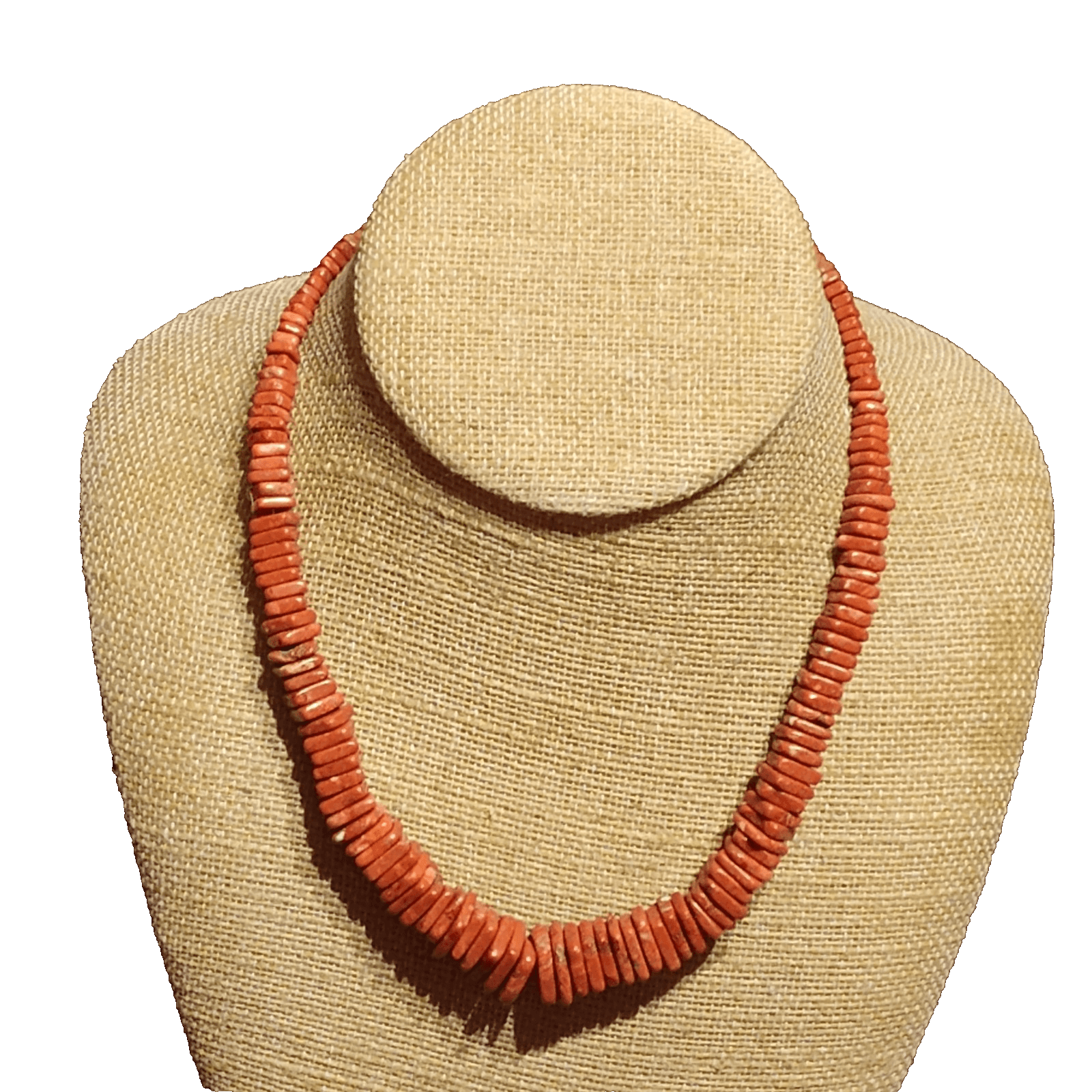 JAY KING Sterling Silver Orange Coral Graduated Square Heishi Necklace - Image 1