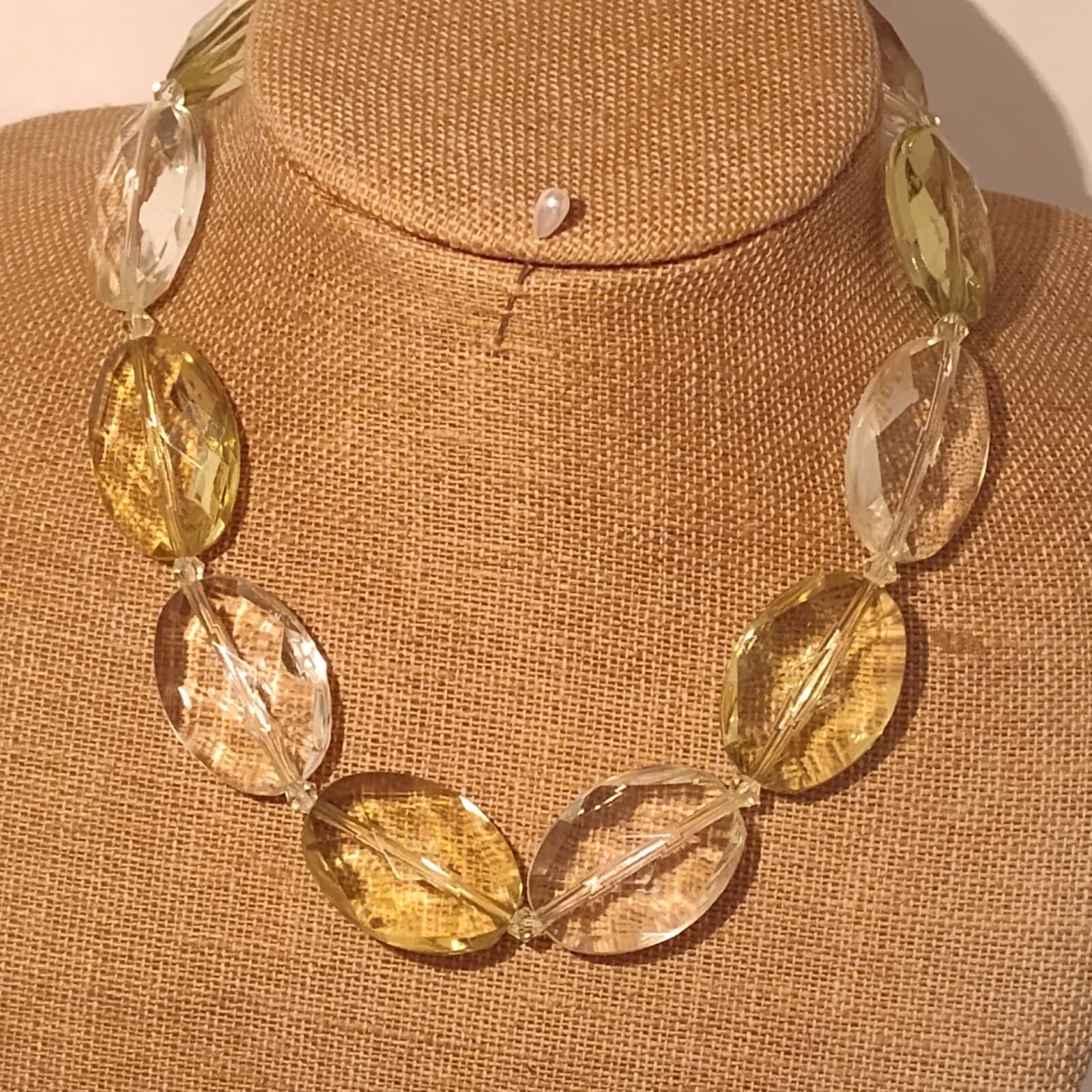 Esmor Yellow & clear glass bead necklace with oval glass beads