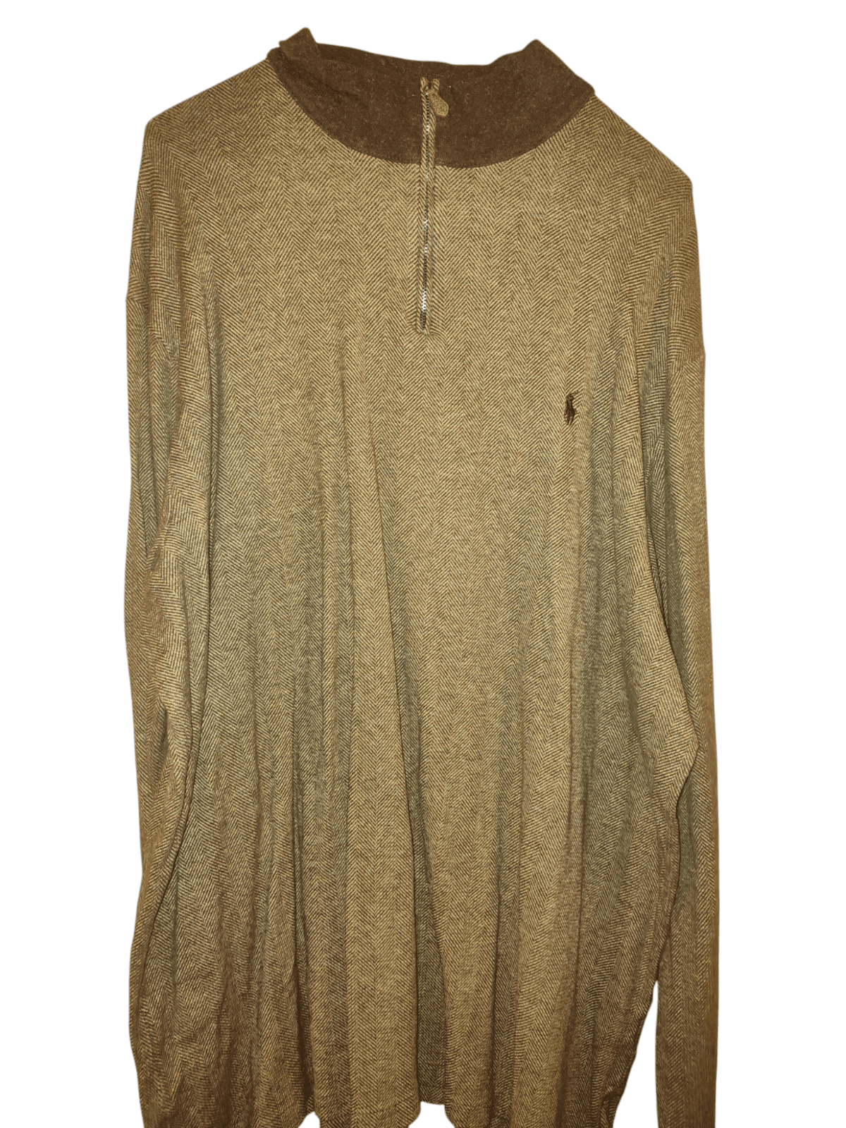 Polo Golf Ralph Lauren Pullover 1/4 Zip Sweater Mens XxL Brown Alpaca Peru