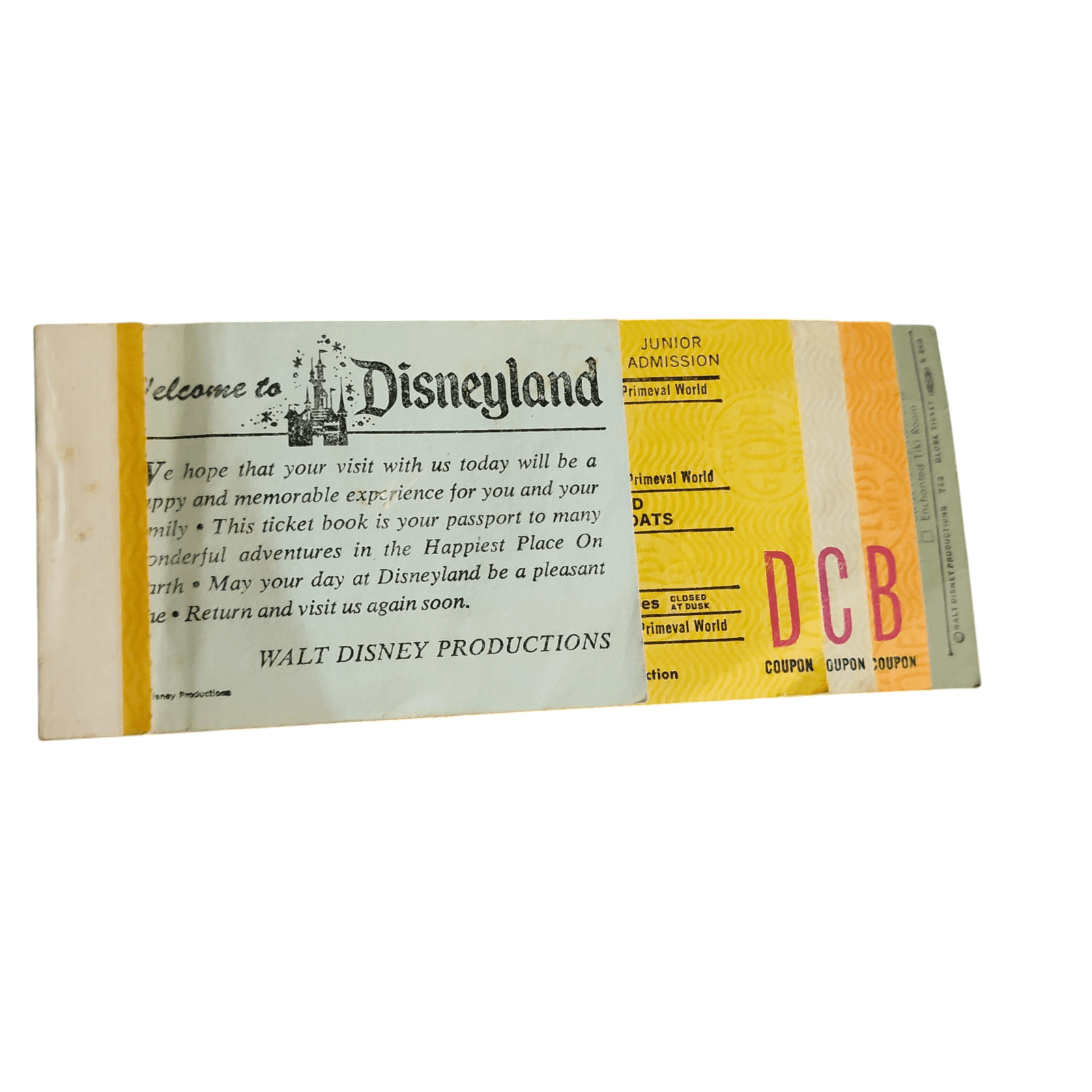 Vintage Disneyland Partial Child Junior Ticket Book B, C, D, Mr. Lincoln F099173 - Image 1