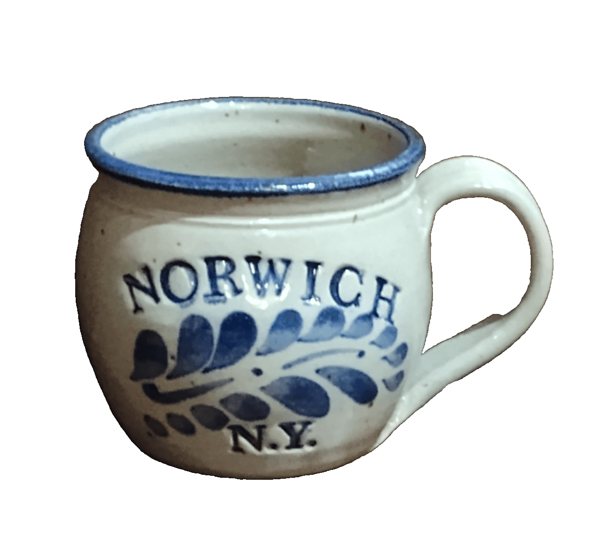 Vintage Salt Glaze STONEWARE POTTERY MUG Norwich,NY Signed 12oz - Image 1