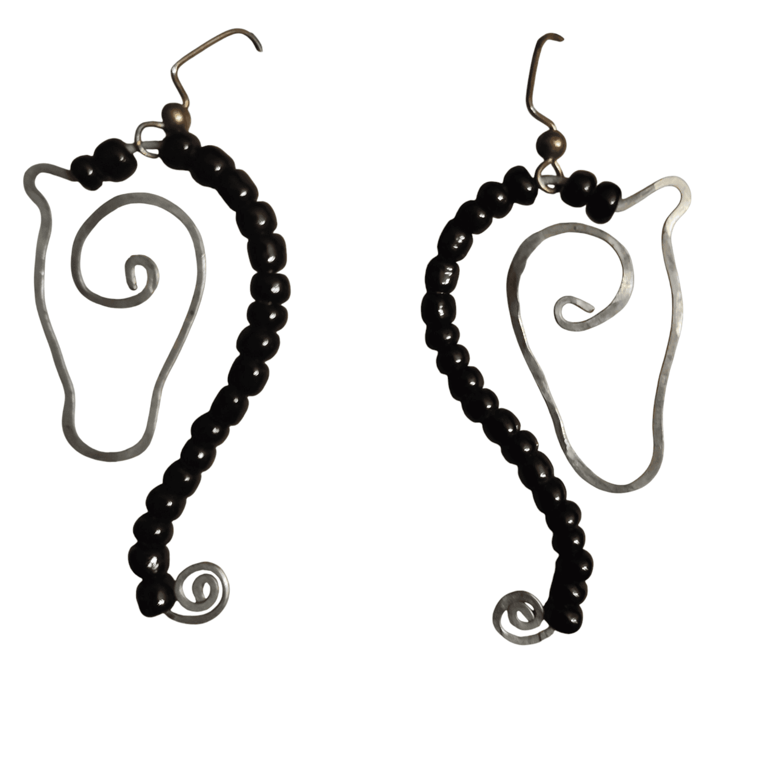 Dar Sikora Dangling show horse head earrings with a beaded mane - Image 1