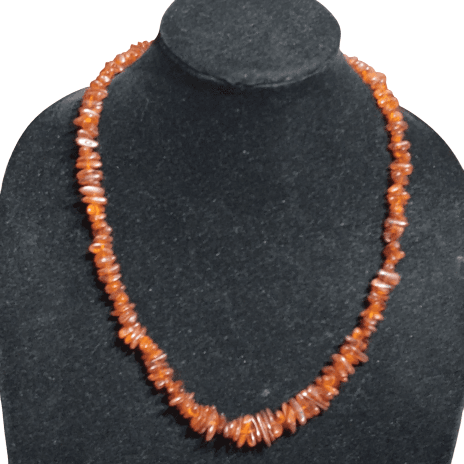 Vintage Amber Chips/Beaded Necklace Hidden Clasp - Image 1