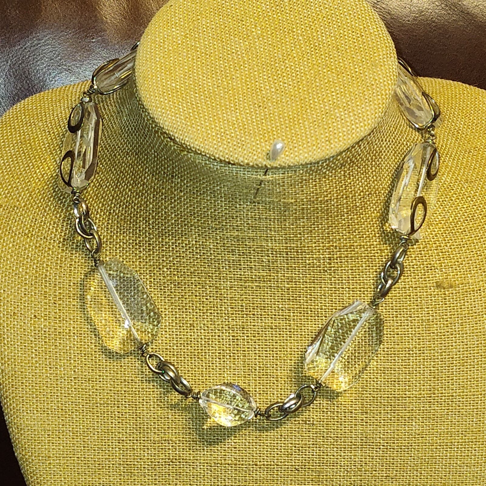 Vtg Beautiful Givenchy Statement Chucky Lucite Necklace - Image 1