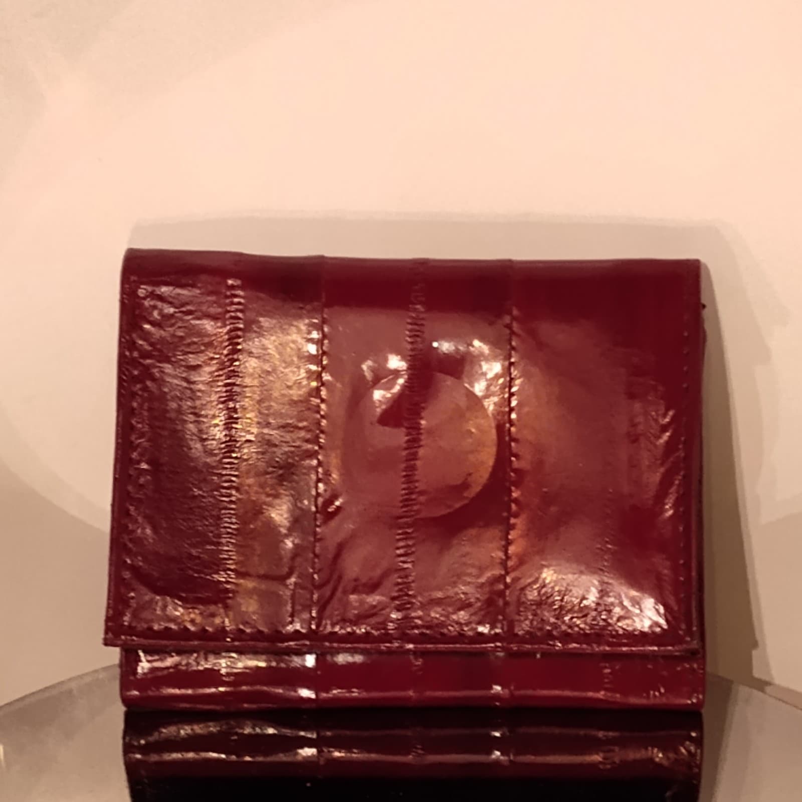 Vintage Eel Skin Burgundy small wallet - Image 1