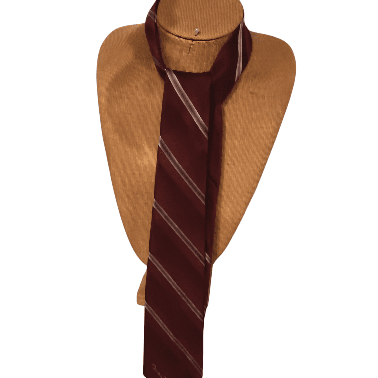 Vintage Oscar De La Renta Tie Maroon Burgundy Striped Silk and Polyester - Image 1