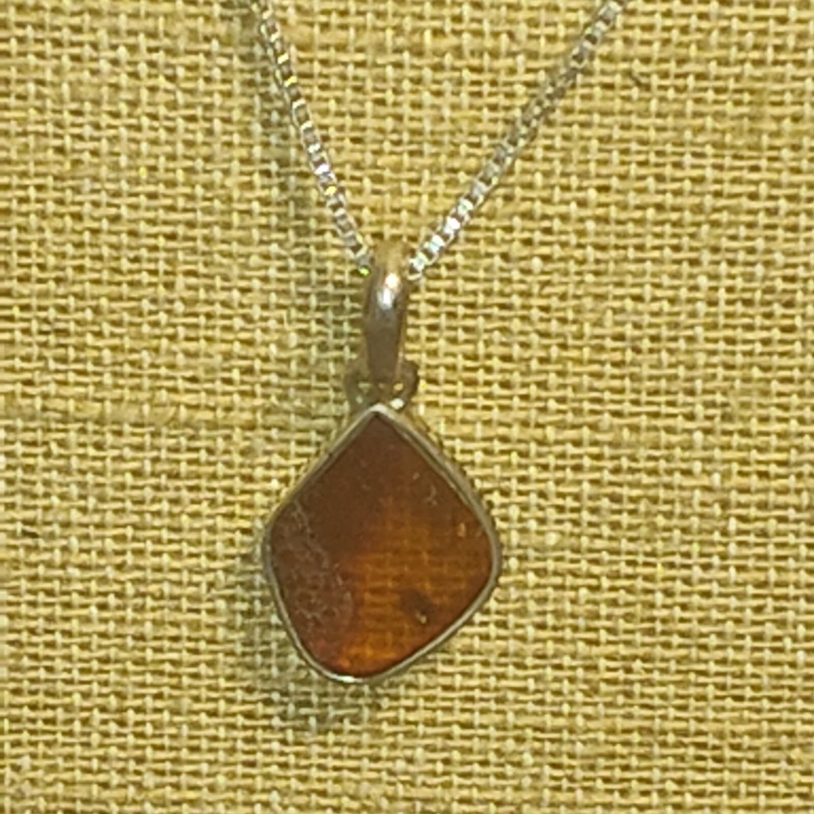 Antique Victorian Style Pendant Necklace Genuine Amber & Silver Unique - Image 1