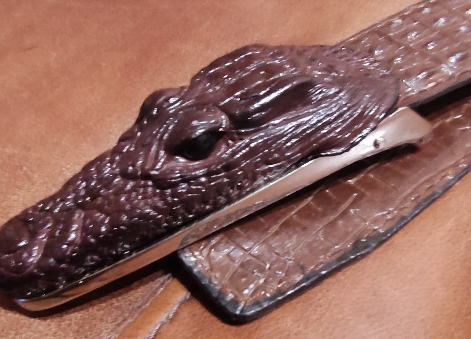 Men Belts Classic Alligator Design Leather Crocodile Buckle - Image 1