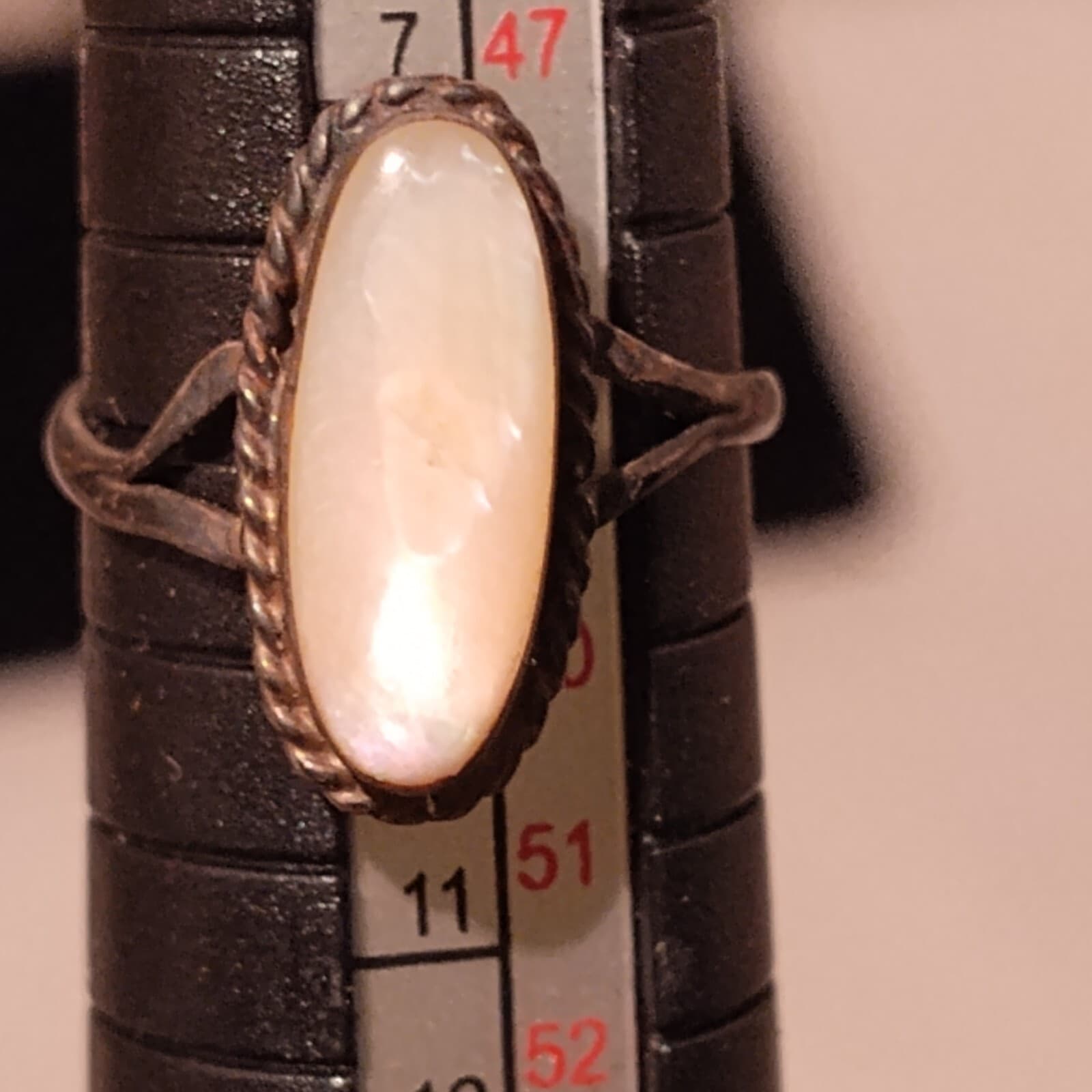 Old Pawn Mother of Pearl Sterling Silver Ring Vintage sz.10 Unpolished Size 6 - Image 1