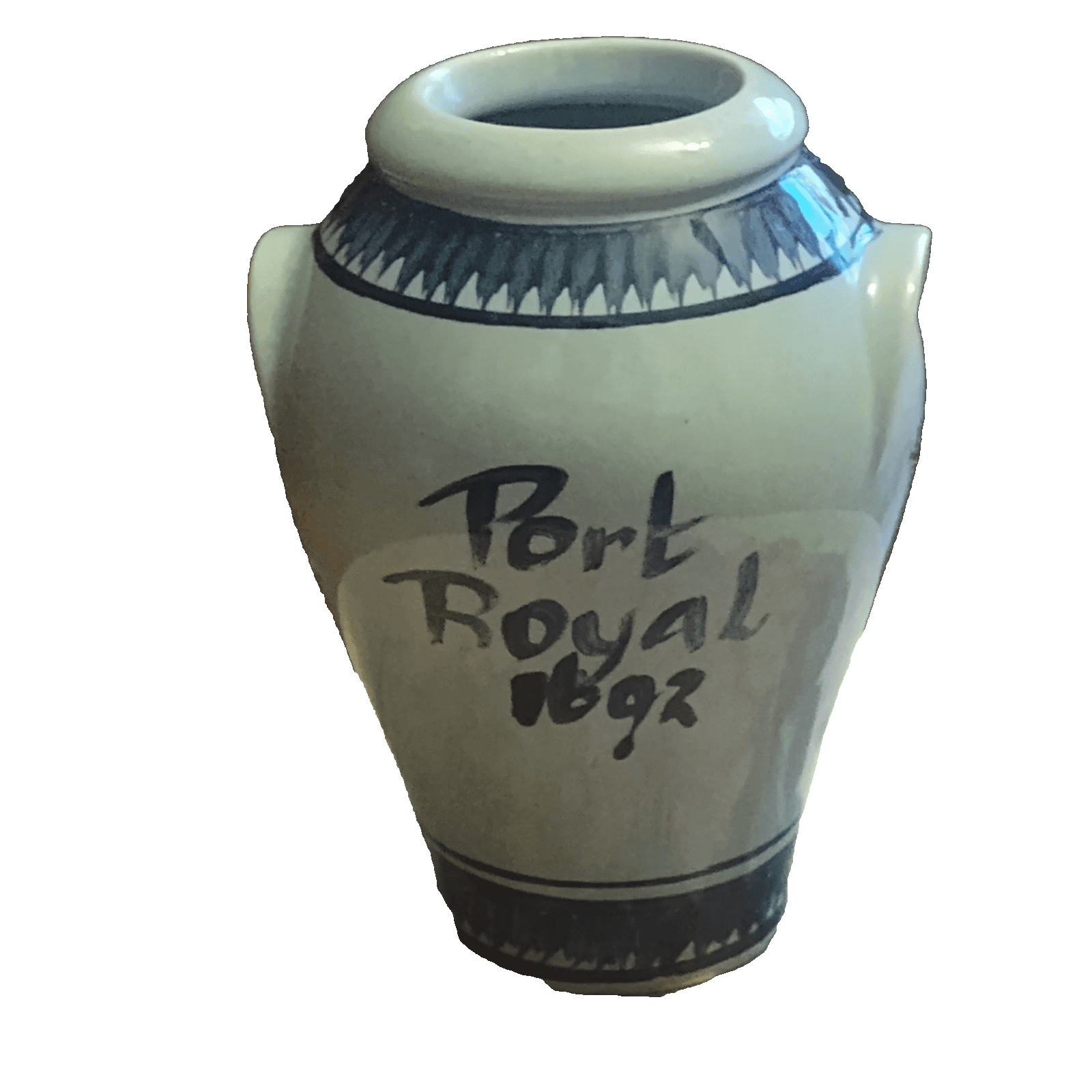 VTG. 8 1/2” Port Royal 1692 Hand Painted Pottery Crock. Made in Jamaica. - Image 1