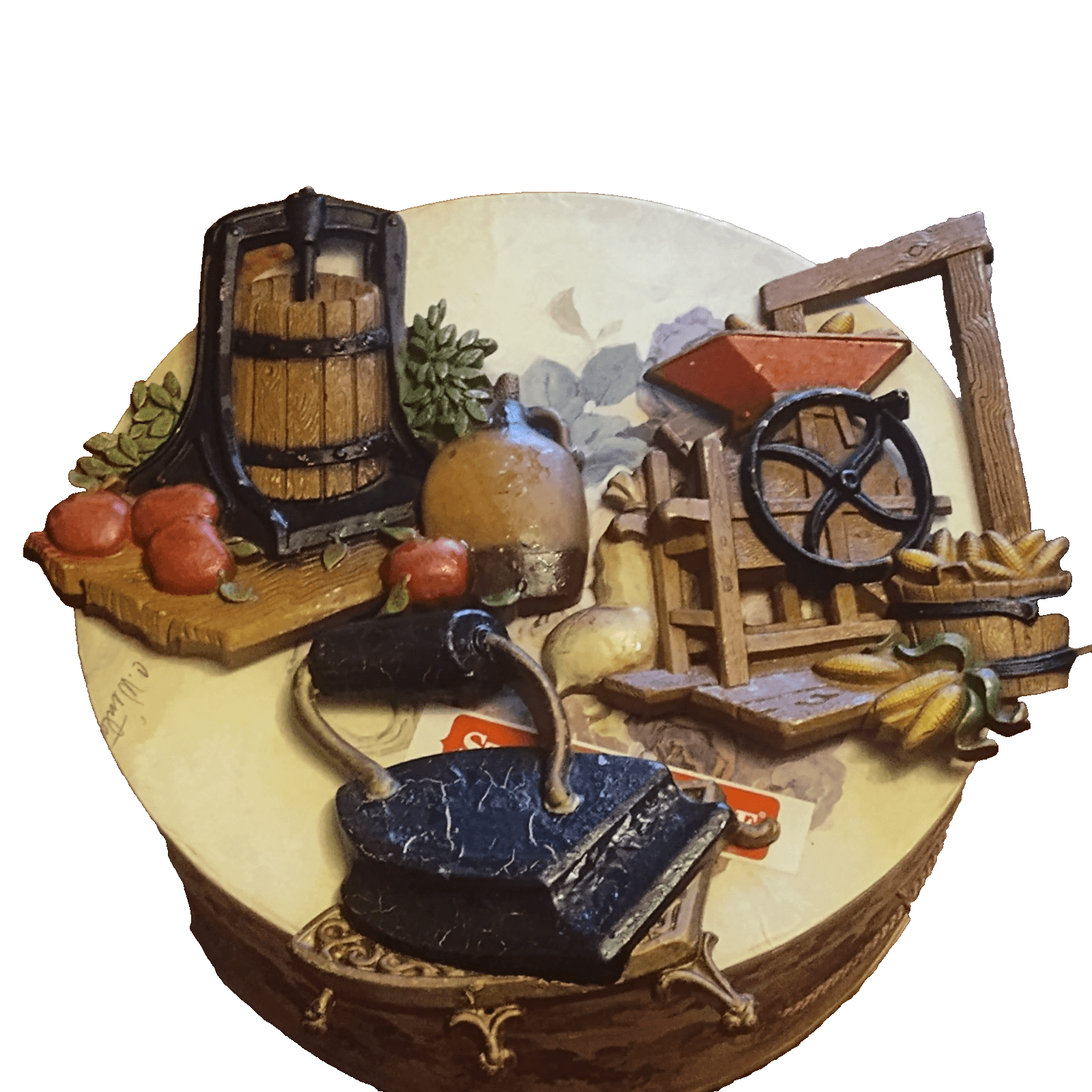 Vtg Homco Cast Iron Apples Jug 78,Sexton Metal Iron decor 66 - Image 1