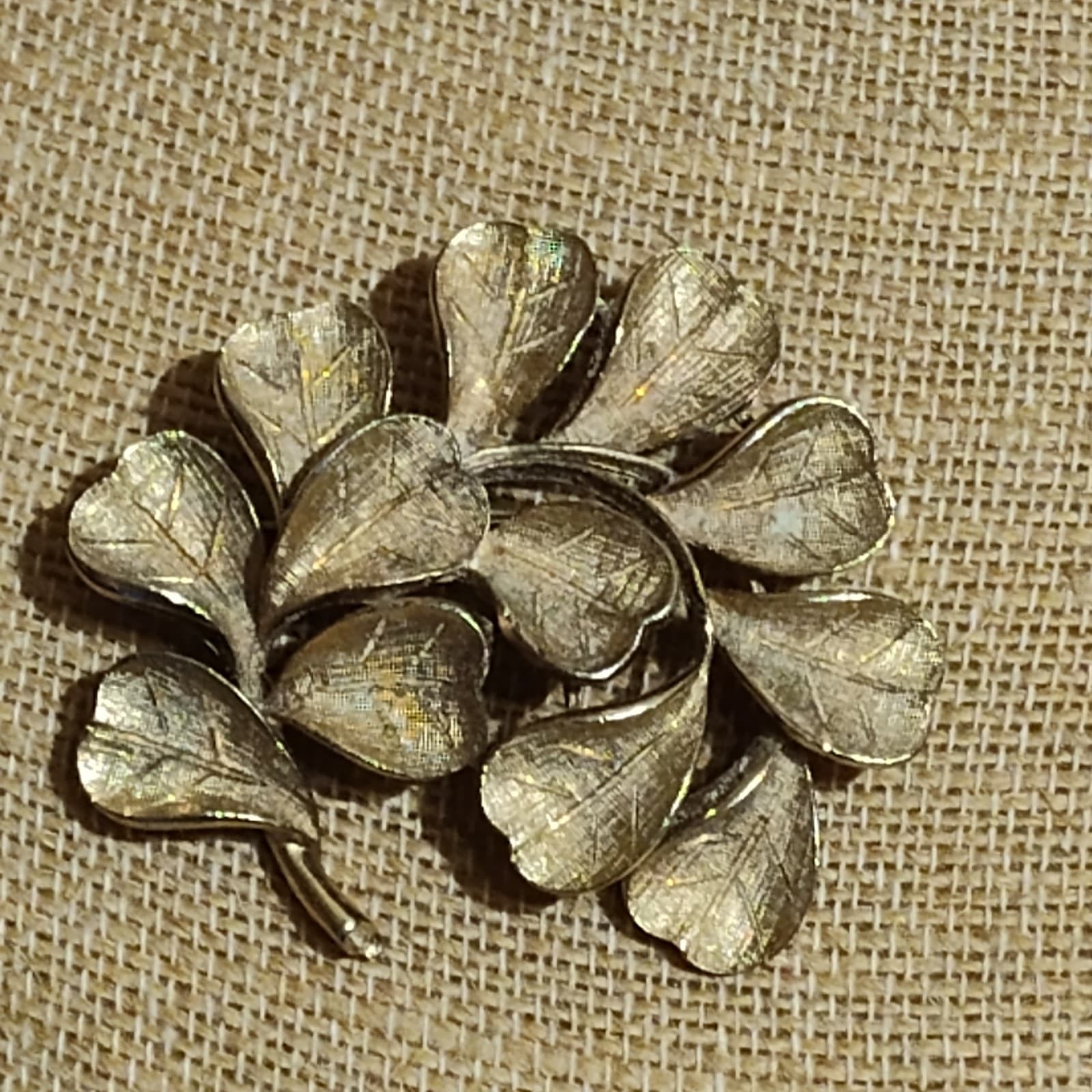 Vtg Cora Carved Branch goldtone brooch - Image 1