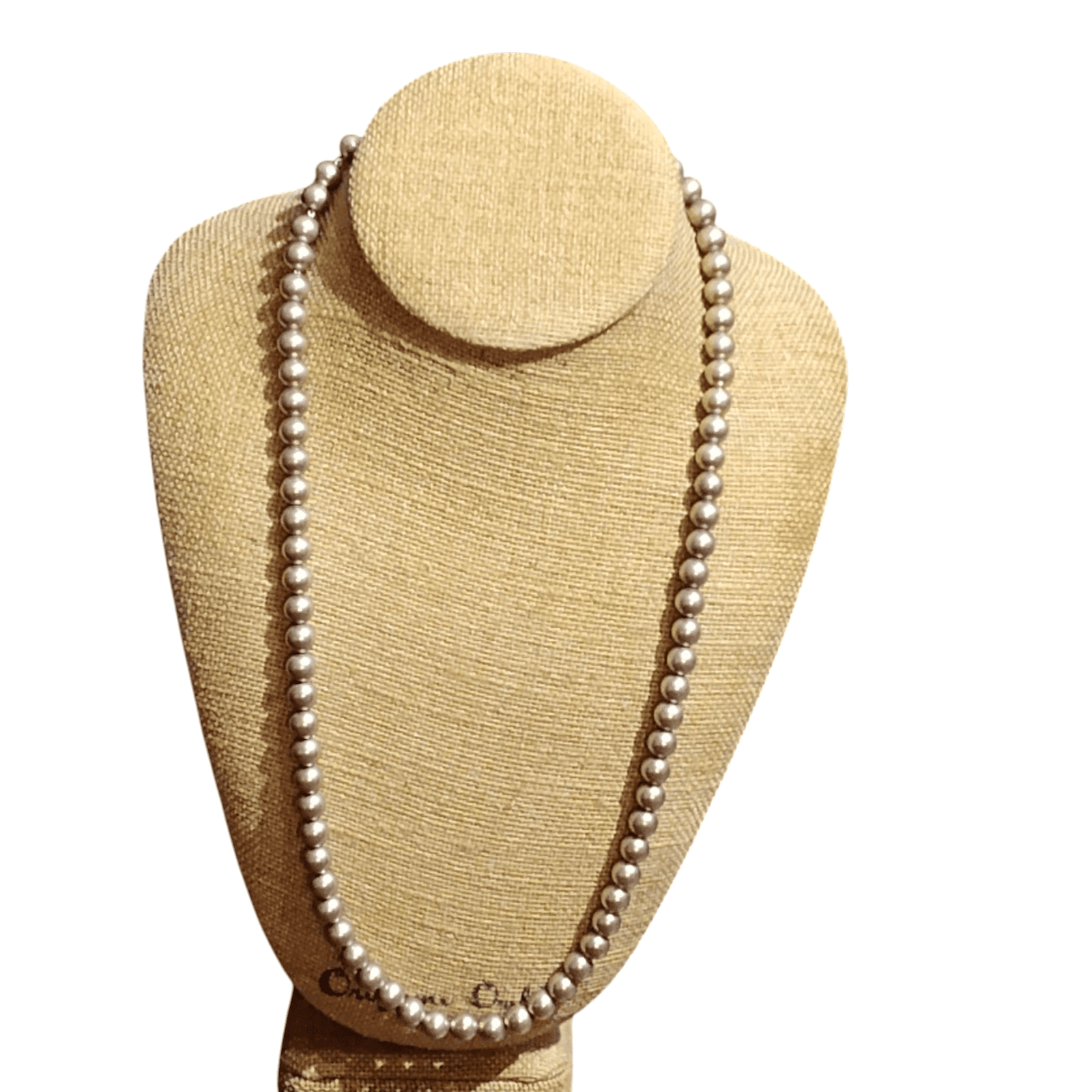 vintage Estate sterling silver beaded 8mm ball 22” necklace 925 - Image 1