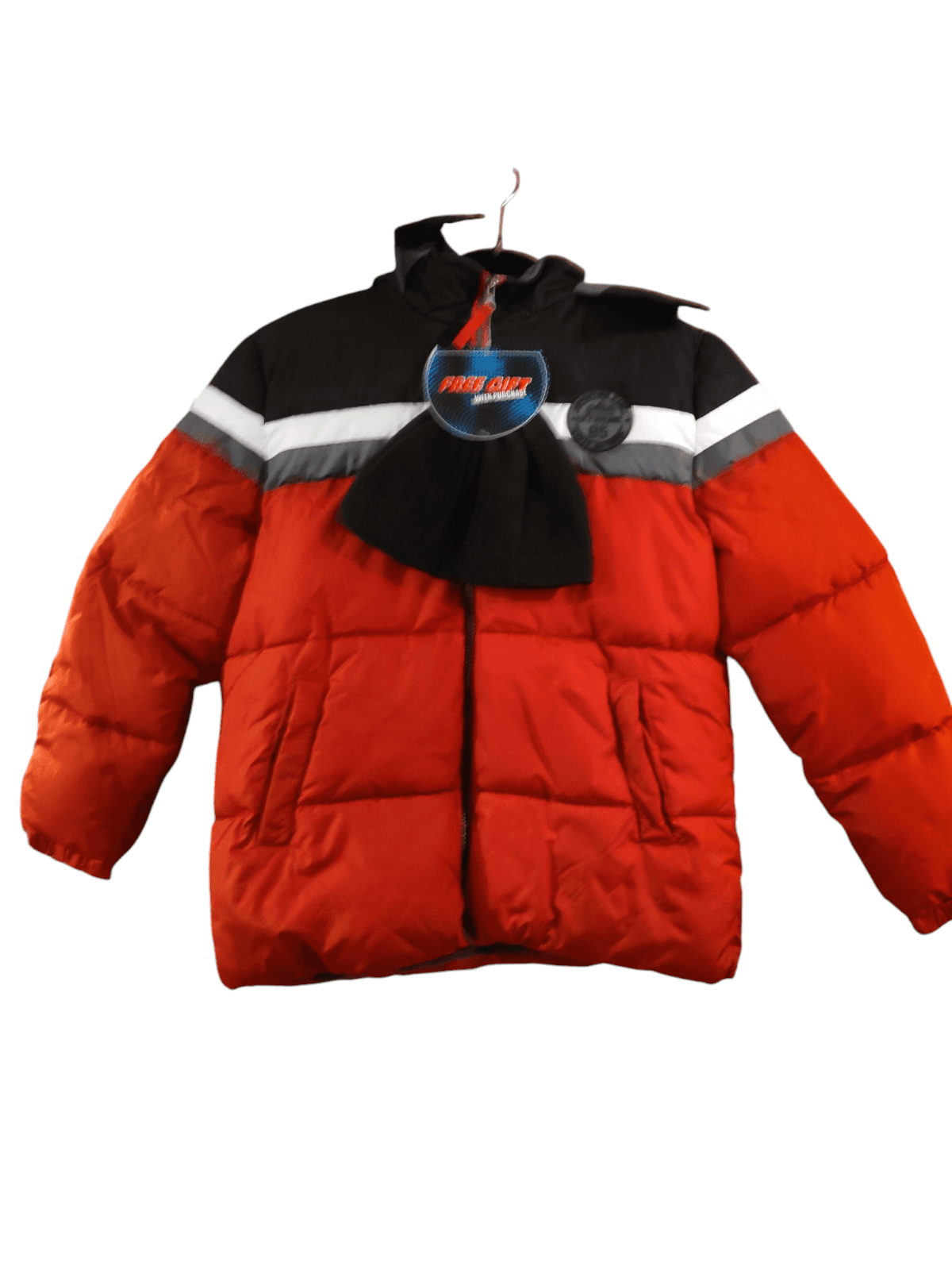 Xtreme Boys Puffer Winter Coat M with Hat Cap New Puffer Jacket Red/Gray - Image 1