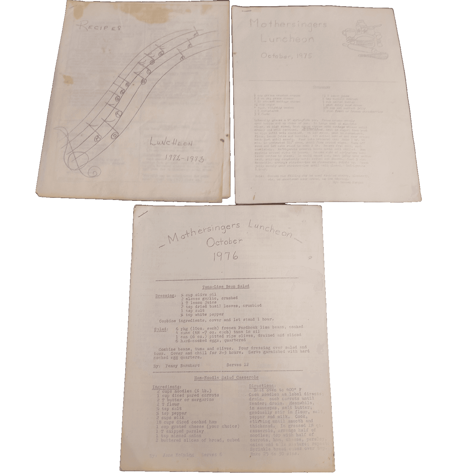 Retro Recipes Mothersingers Luncheon from 1971-76 - Image 1