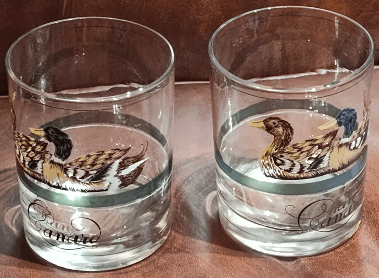 Set of 2 Vintage Canard Duck Lowball Whiskey Glasses - Image 1