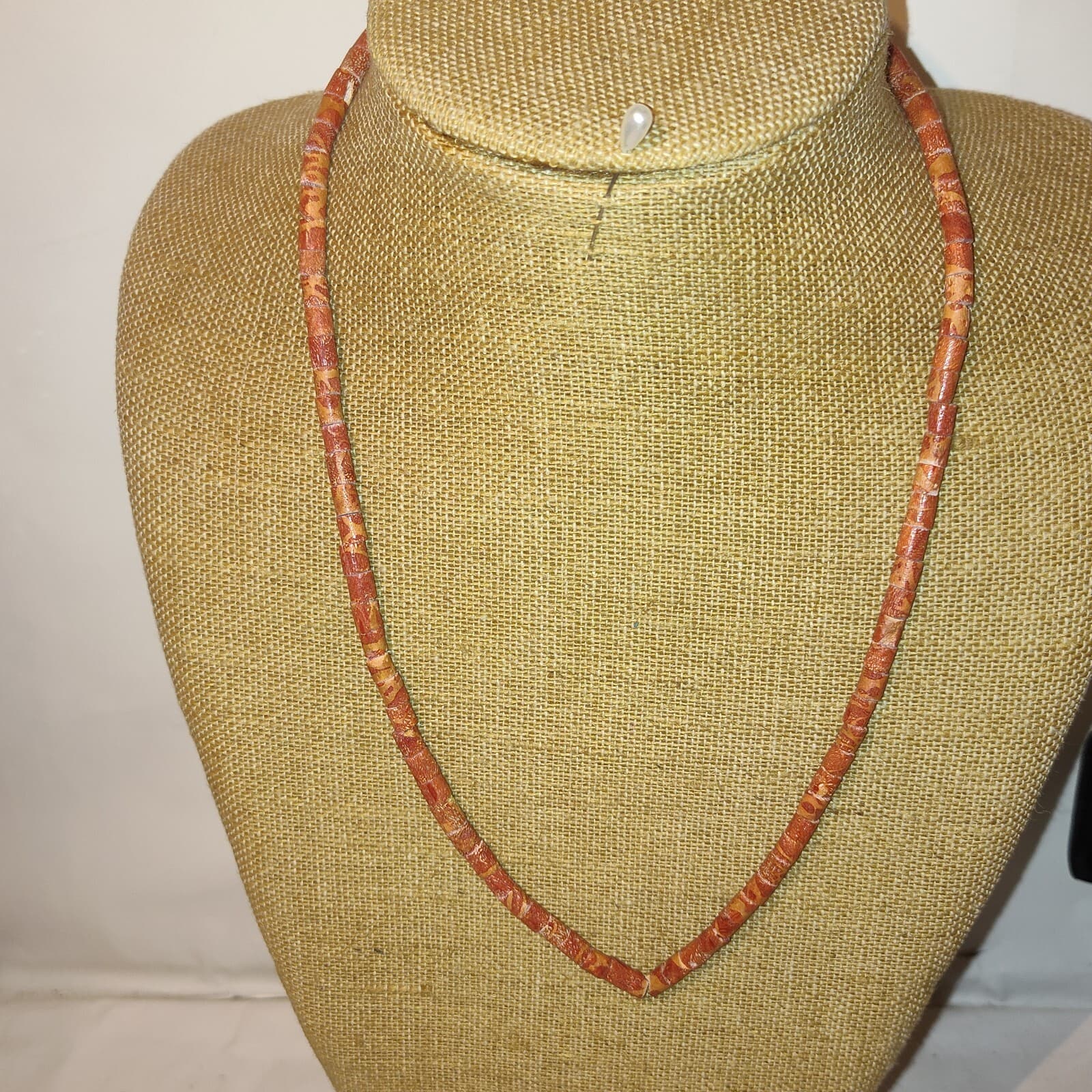 Vintage Mediterranean Coral Graduated Beaded Necklace 15" long - Image 1