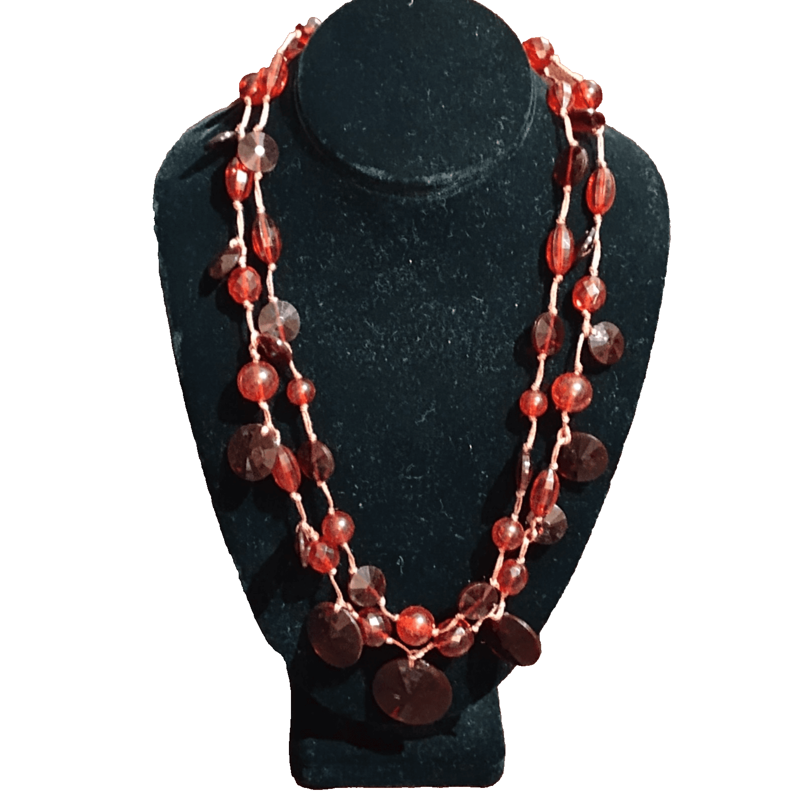 Joan Rivers Red Lucite Beaded Necklace Faceted Bold Chunky necklace - Image 1