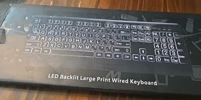Large Print USB Wired Keyboard LED Backlight Black for Computer PC Laptop - Image 1