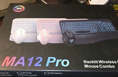 Ergonomic Wireless Keyboard & Mouse Combo Wave Keyboard With Soft Leather Purple - Image 1