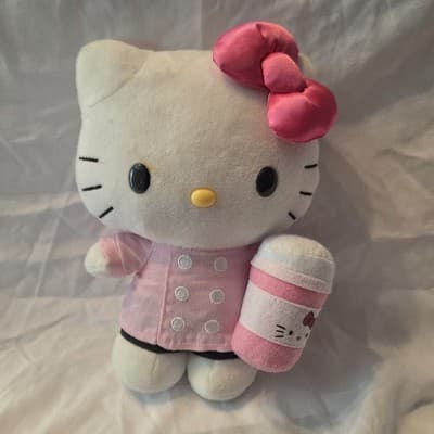 Hello Kitty Cafe Plush Chef With Coffee Cup 8 Inch Exclusive Sanrio 2018 - Image 1
