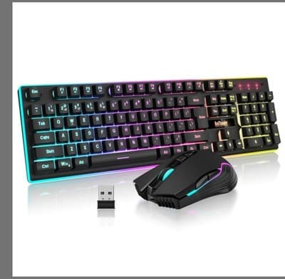 Black RedThunder K10 Wireless Gaming Keyboard & Mouse Combo (No C Type Charger)