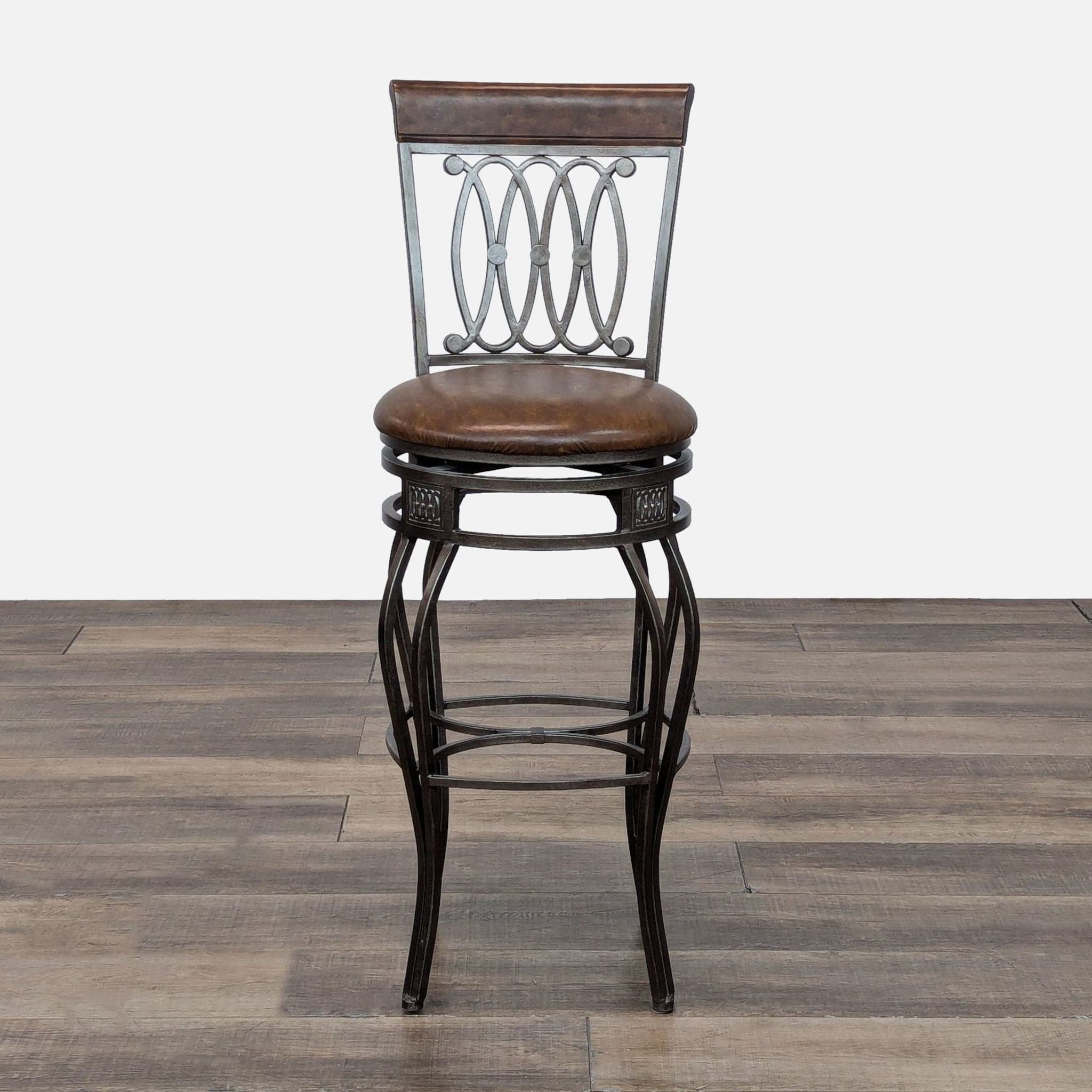Metal and Faux Leather Bar Stool - Image 1