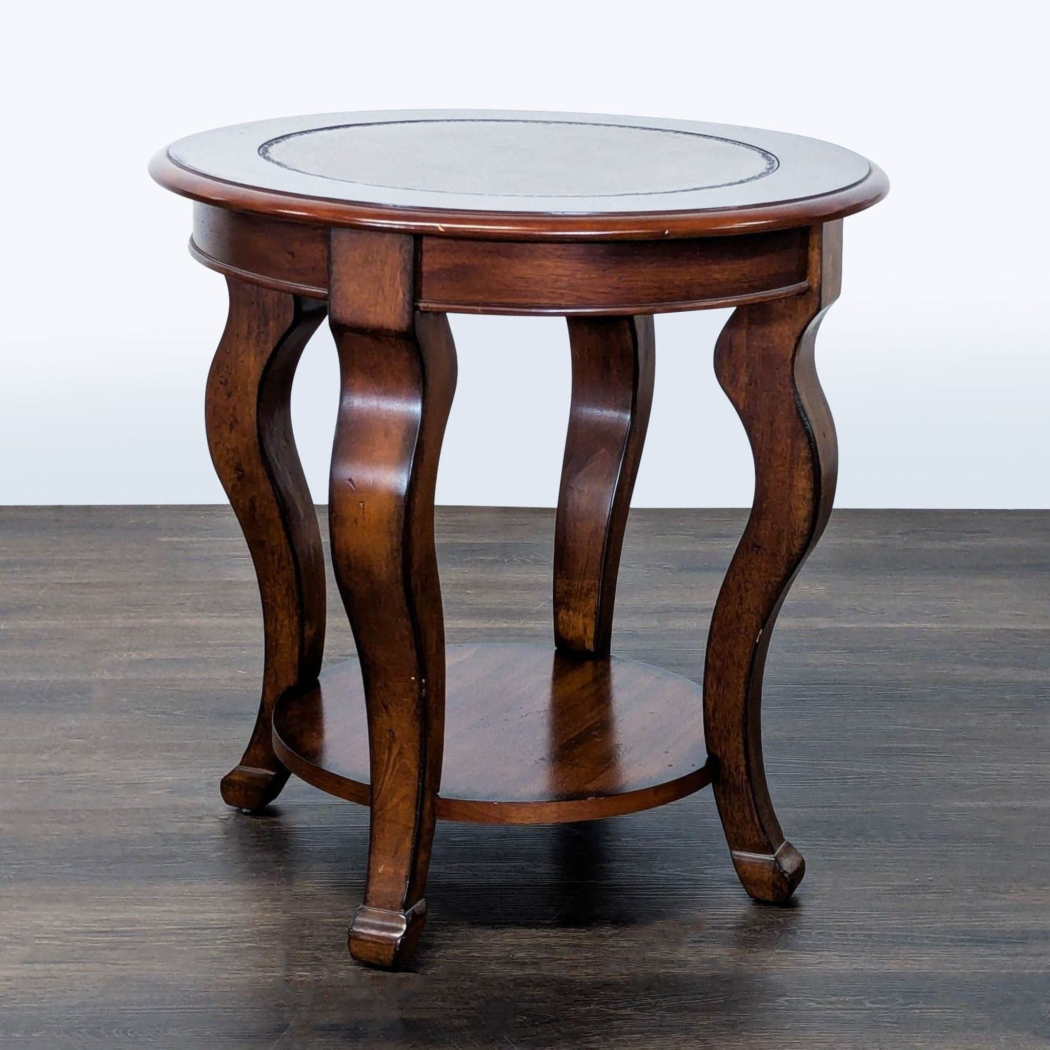 Round Wood End Table with Shelf - Image 1