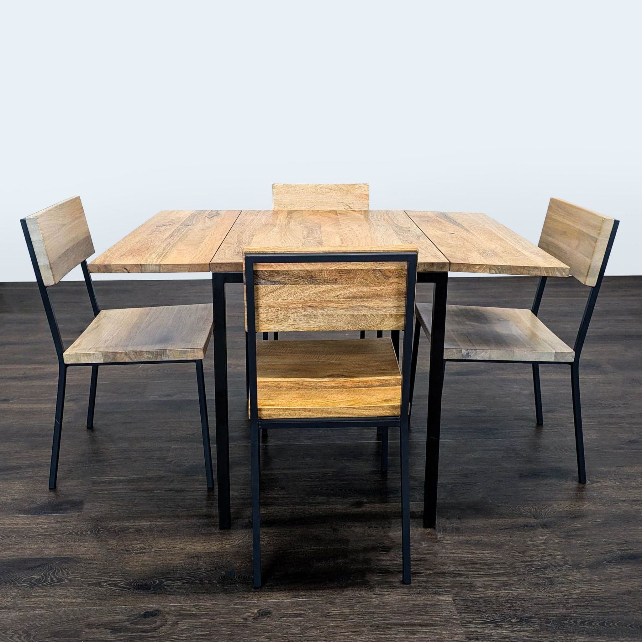 West Elm Modern Industrial 5-Piece Dining Set with Drop-Leaf Table - Image 1