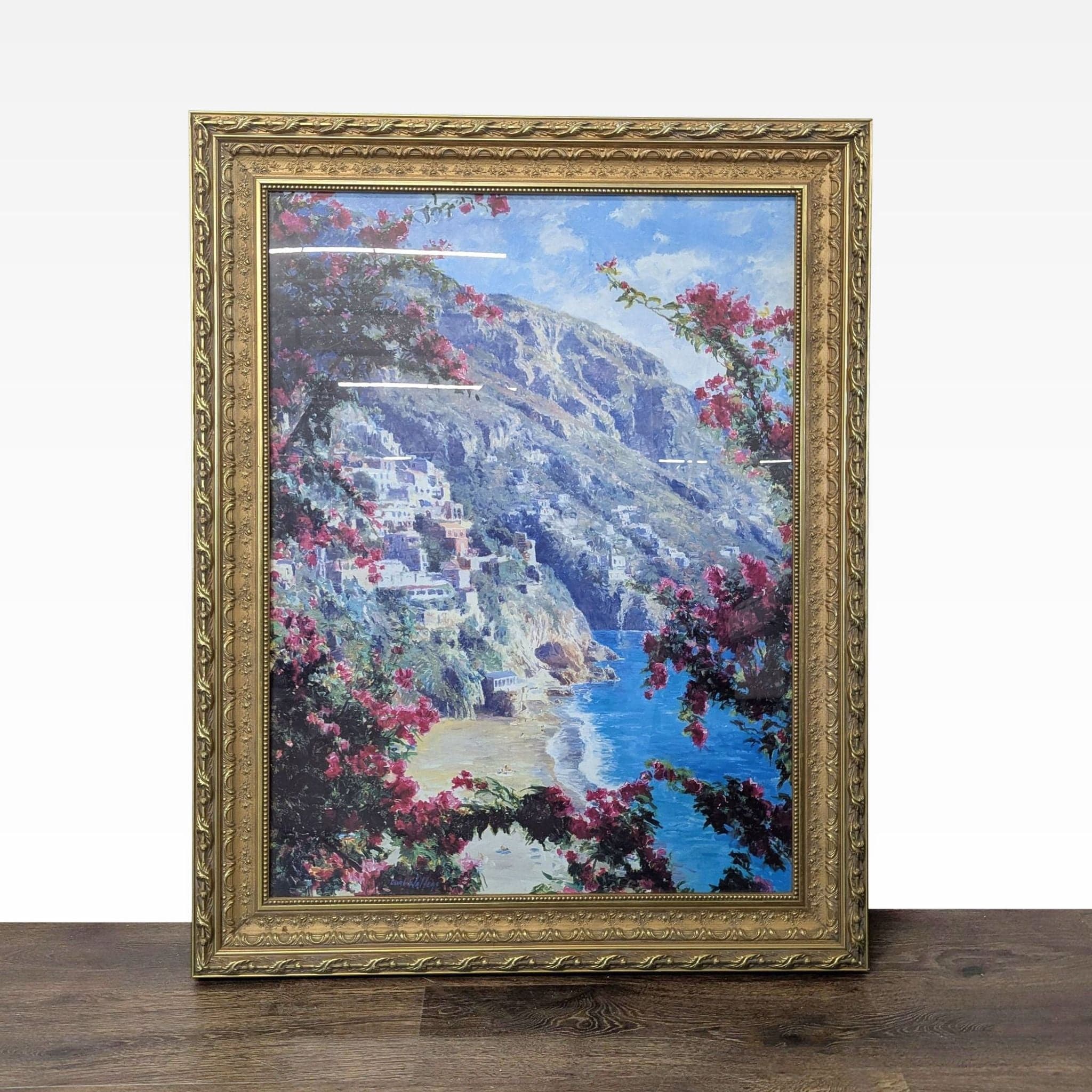 Curt Walters Print "Positano Amalfi Coast" with Ornate Gold Frame - Image 1
