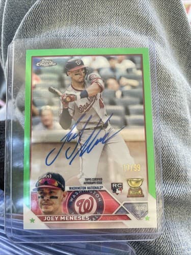 Joey Meneses 2023 Topps Chrome Green Refractor Rookie Auto 17/99 - Image 1
