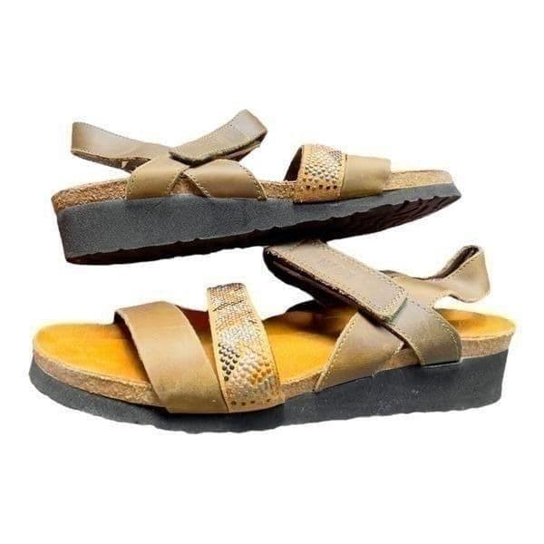 NAOT Gwyneth Pine Aztec Multi-color Embellished Leather Suede Velcro Ankle Strap - Image 1