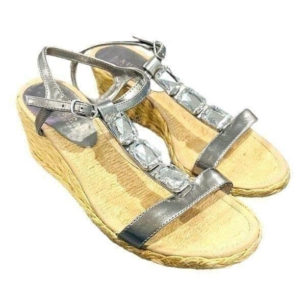 Lauren Ralph Lauren Corala Espadrille Rhinestone Wedge Sandals Size 7 - Image 1